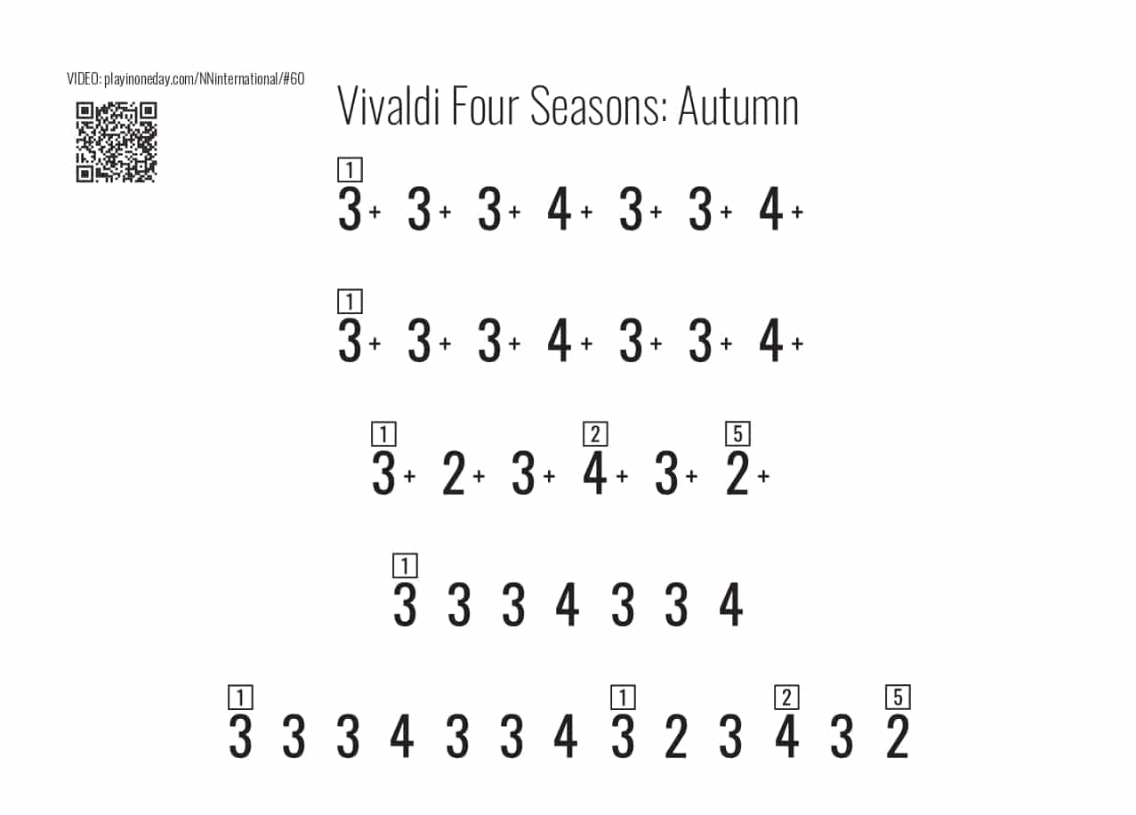 Vivaldi Four Seasons Autumn kalimba tabs